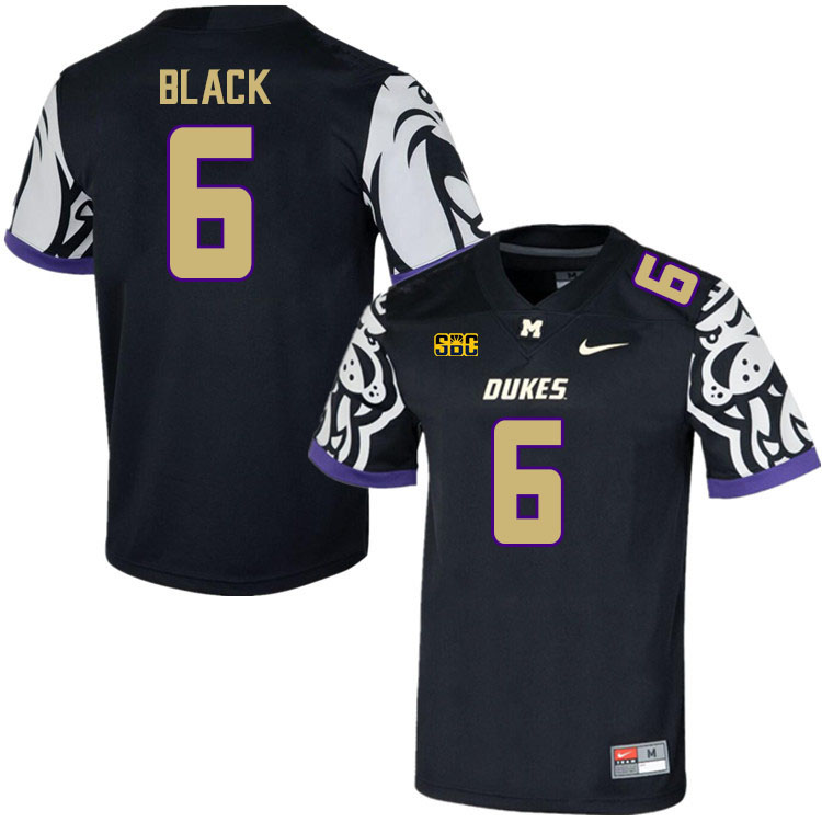 Men-Youth #6 Kaelon Black James Madison Dukes College Football Jerseys Stitched Sale-Black